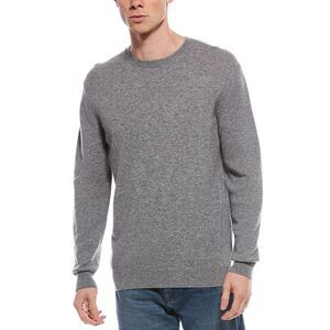 Forte Mens  Cashmere Classic Crew Cashmere Sweater, Grey
